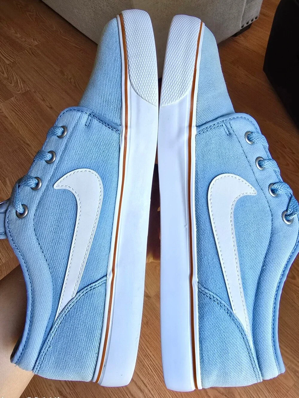 Sz 10.5 Men's NIKE YOKI LOW TXT Worn Blue/Tawny/White Casual Shoes